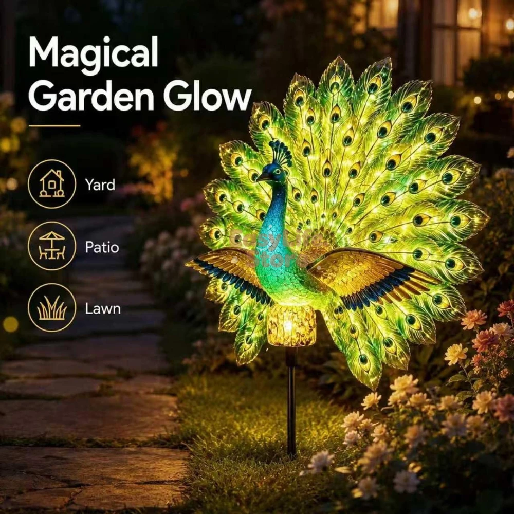 Outdoor Lighting Panel - Escultura de Pavo Real Solar para
