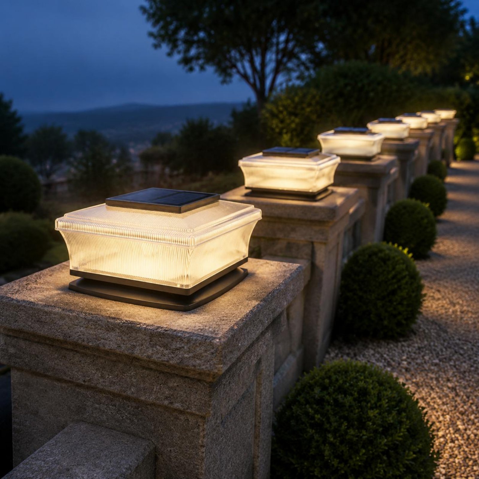 Outdoor Lighting Modern - Lámpara Solar Inalámbrica para Poste, Cuadrada,