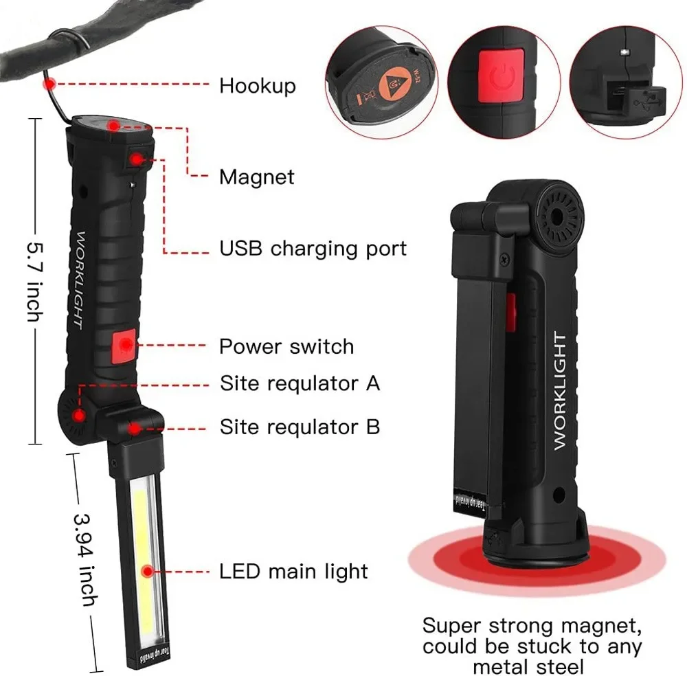 Linterna LED COB portátil, luz - Outdoor Lighting Usb reseña y precio