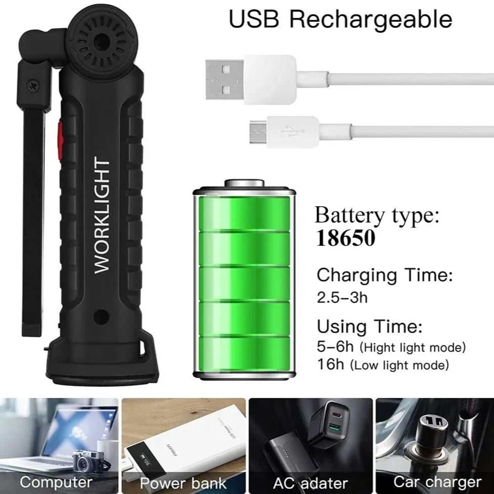 Linterna LED COB portátil, luz - Outdoor Lighting Usb reseña y precio