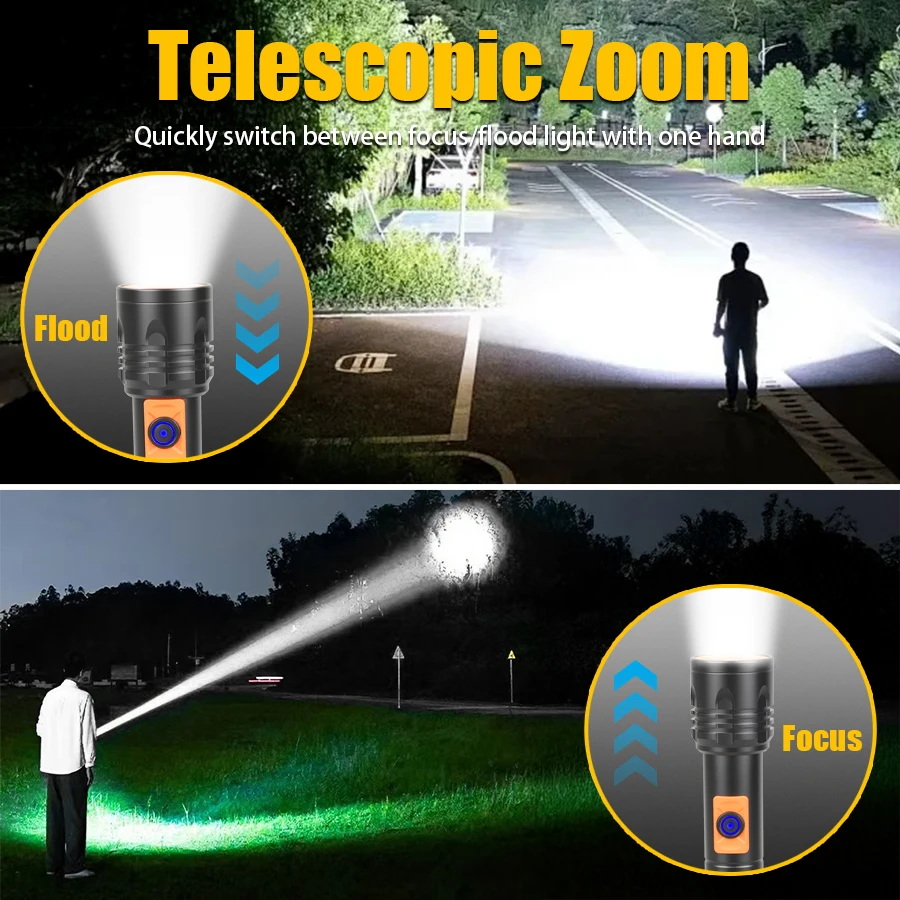 Linterna LED de alta potencia, - Outdoor Lighting Usb reseña y precio
