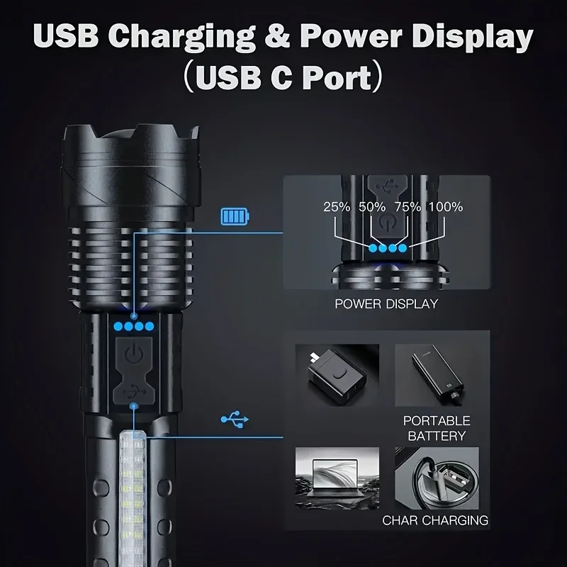 Potente Linterna LED con Indic - Outdoor Lighting Usb reseña y precio